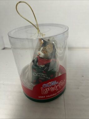 PetSmart Charities 2007 Cat Holiday Ornament - Red & Green